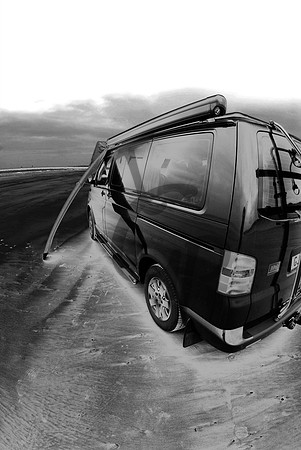 Beachside waiting for the surf at Castlerock, Northern Ireland